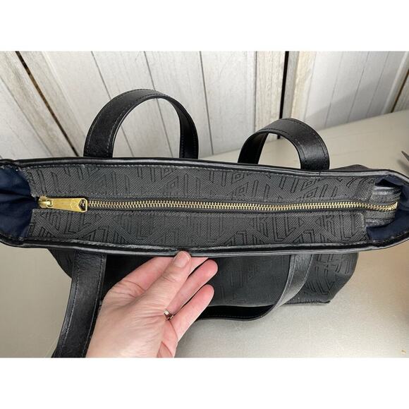 Lauren Ralph Lauren Monogram Canvas Tote Leather Straps Handbag Classic - Picture 6 of 10